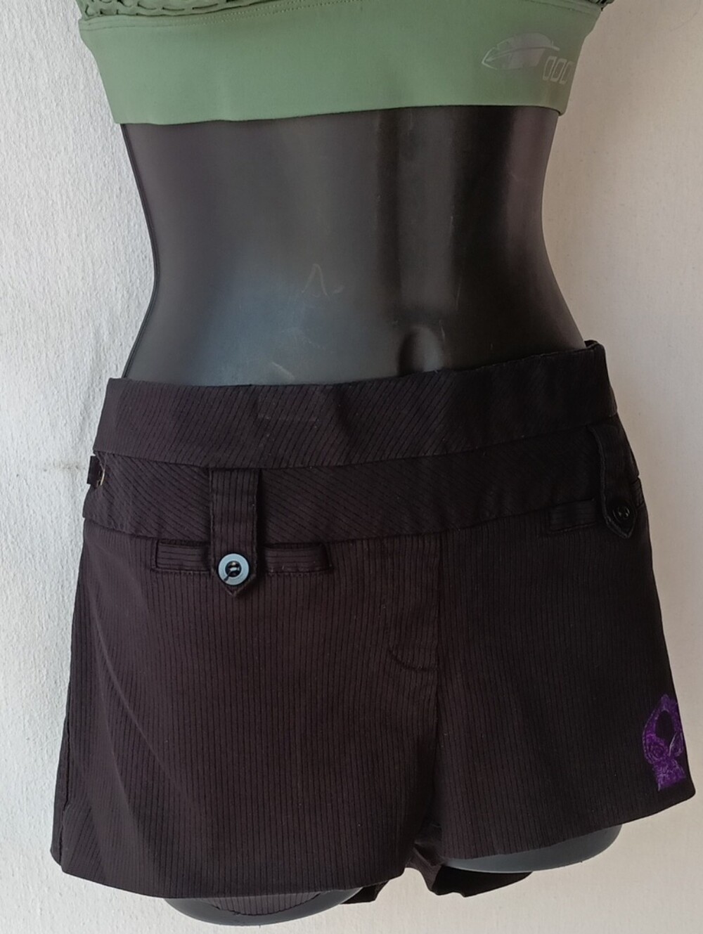 Black Women’s Shorts with Purple Sparkle Skull Accent